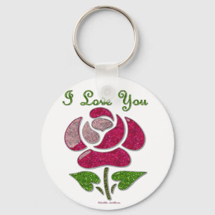 Porte-clés Pink Stencil Rose I Love You