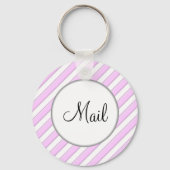 Porte-clés Pink Stripes on White Editable Front & Back Mail (Recto)