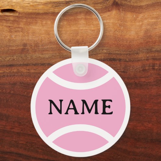 Porte-clés Pink tennis ball keychain with custom name (Recto)