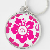 Porte-clés Pink tropical Hawaii Hibiscus motif floral (Devant)