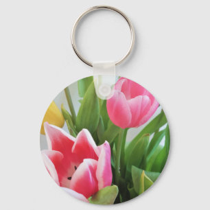 Porte-clés Pink Tulips, Floral Spring Bouquet, Flowers