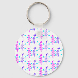 Porte-clés Pink violet doodé noël arbre étoiles vacances pa