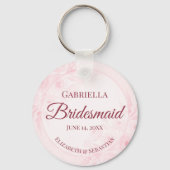 Porte-clés Pink Watercolor Peonies Bridesmaid Wedding Gift (Verso)