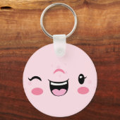 Porte-clés Pink Winking Kawaii Face Porte - clé (Recto)