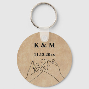 Porte-clés Pinky Promesse Couple personnalisé Monogramme et d
