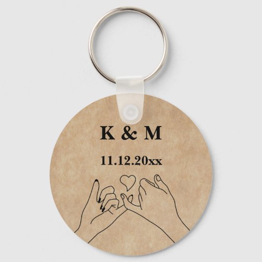 Porte-clés Pinky Promesse Couple personnalisé Monogramme et d (Recto)