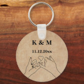Porte-clés Pinky Promesse Couple personnalisé Monogramme et d (Recto)