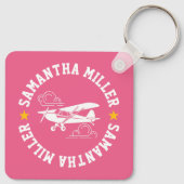 Porte-clés Piper Cub Airplane Not Your Co-Pilot Pink Custom (Dos)