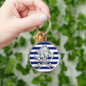 Porte-clés Pirate d'argent sur rayures nautiques (Main)