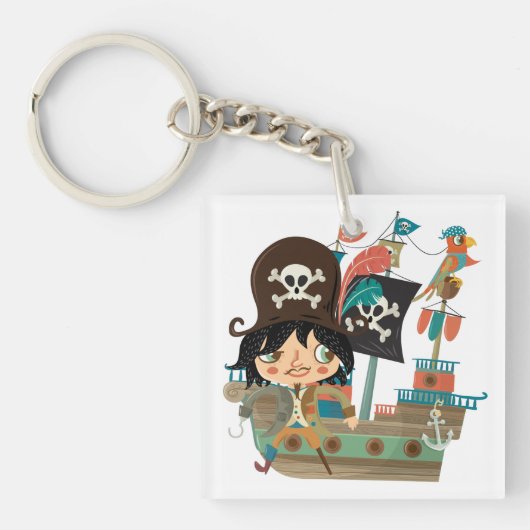 Porte-clés Pirate et bateau de pirate (Devant)
