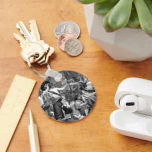 Porte-clés Pirates d'antan se battant et buvant sur le navire