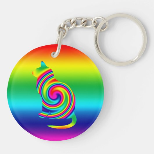 Porte-clés Pirouette d'arc-en-ciel formée par chat (Dos)