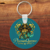 Porte-clés Piscean Queen Teal Shower Curtain (Recto)