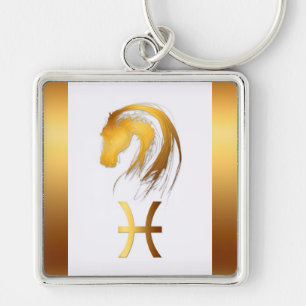 Porte-clés Pisces Horse Western Chinese Astrology Keychain