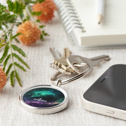 Porte-clés Pisces Starry Sky Zodiac Keychain with Custom Name (Côté)