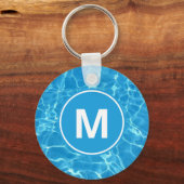 Porte-clés Piscine Bleue Étincelante Eau Monogramme Keycha (Recto)