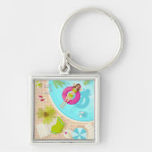 Porte-clés Piscine fille en bikini plage d'été (Devant)