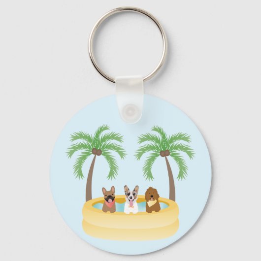 Porte-clés Piscine pour chiens d'été (Recto)