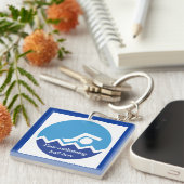 Porte-clés Pismming venin, swimmer on blue circle custom (Devant Droit)