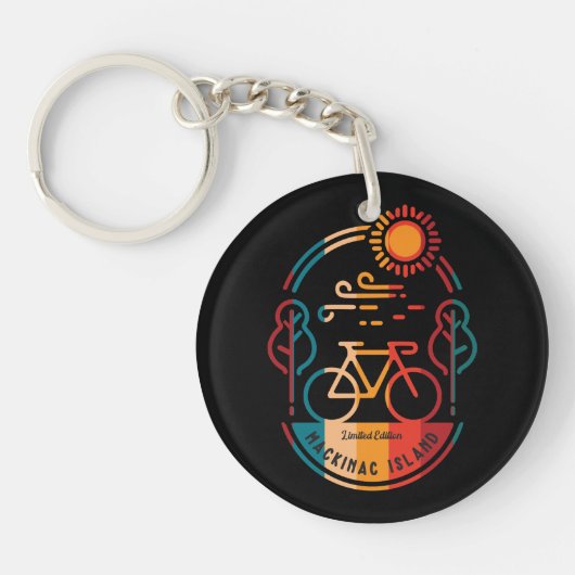 Porte-clés Piste cyclable de l'île Retro Mackinac (Devant)