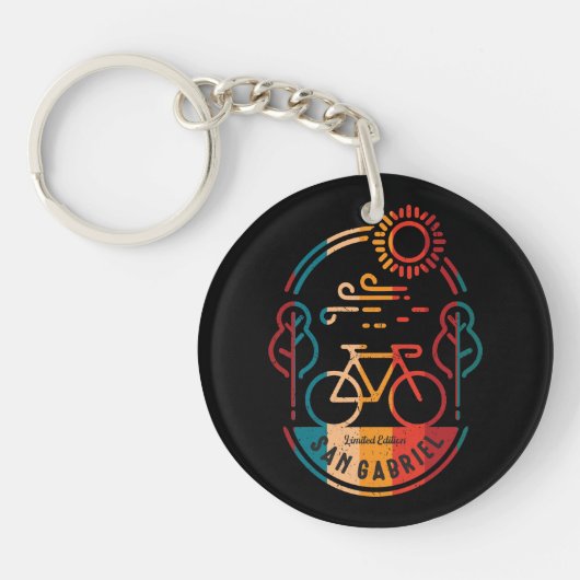 Porte-clés Piste cyclable Retro San Gabriel. (Devant)
