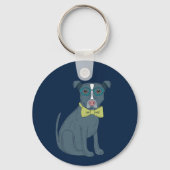 Porte-clés Pit Bull Puppy Dog Wearing Glasses Personalized (Recto)