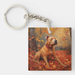 Porte-clés Pitbull à l'automne Feuilles automne Inspiration