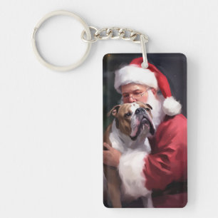 Porte-clés Pitbull avec le Père Noël Fête de Noël