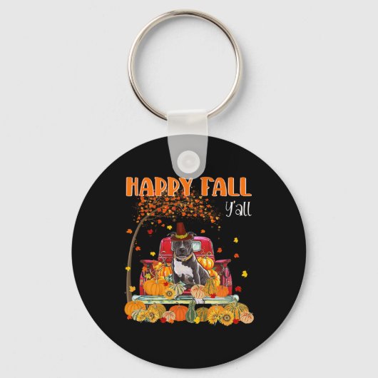 Porte-clés Pitbull Chien Automne Automne Citrouille Camion Ma (Recto)