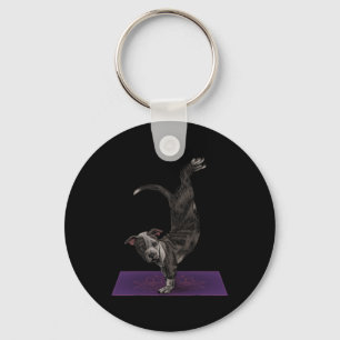 Porte-clés Pitbull faisant du yoga méditation zen namaste yog