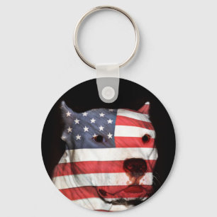 Porte-clés Pitbull patriotique