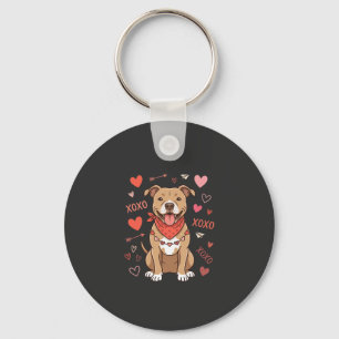 Porte-clés Pitbull Saint-Valentin Chien XOXO Design d'amour