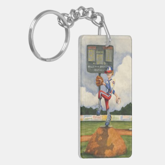 Porte-clés Pitcher de baseball sur Mound par Jay Throckmorton (Devant gauche)