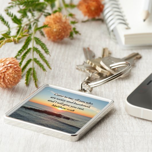 PORTE-CLÉS PITTORESQUE MATTHEW 11"28 SCRIPTURE VERSE (Côté)