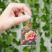 Porte-clés Pivoine Art Déco (main)