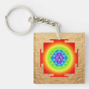 Porte-clés PixDezines Sri Yantra, chakra Nettoyage coloré
