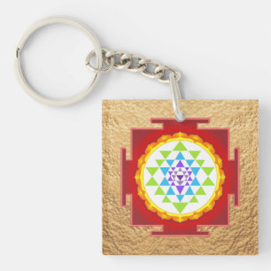 Porte-clés PixDezines Sri Yantra, chakra Nettoyage coloré