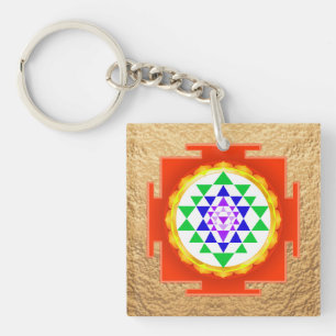 Porte-clés PixDezines Sri Yantra Chakra Nettoyage/Lueur Orang