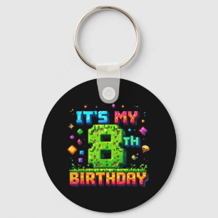 Porte-clés Pixel coloré Anniversaire It ' ; s Mon 8e anniv