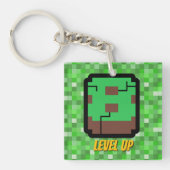 Porte-clés Pixelated Gamer Green Building Level Up 8 (Devant)
