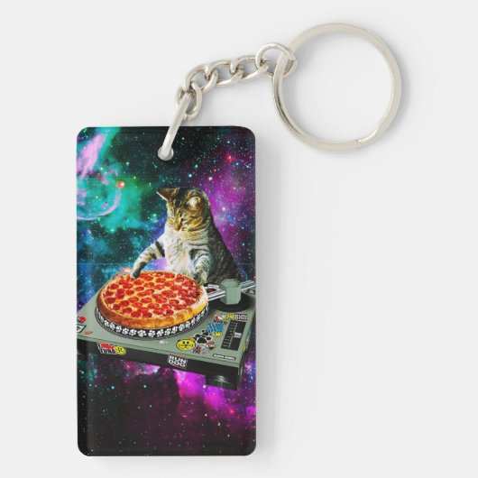 Porte-clés Pizza de chat du DJ de l'espace (Dos)