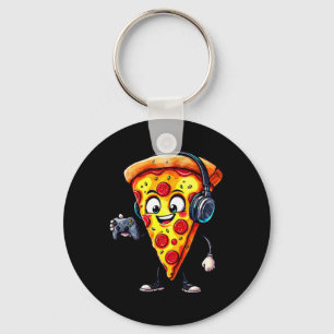 Porte-clés Pizza de nourriture drôle de jeu vidéo pour hommes
