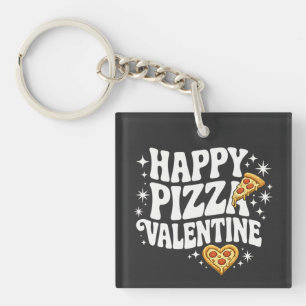 Porte-clés Pizza Joyeuse Saint-Valentin Design Drôle de Pizza
