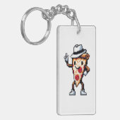 Porte-clés Pizza Slice Dansant - Pixel Drôle Art Conception a (Devant gauche)