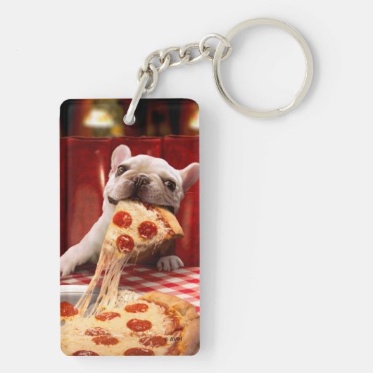 Porte-clés Pizza Slice mangeur de chien (Dos)
