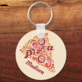 Porte-clés Pizza stylisée nom personnalisé porte - clés (Recto)