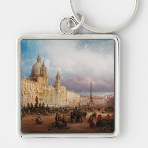 Porte-clés Place Navona Marché de Rome Années 1850 Art