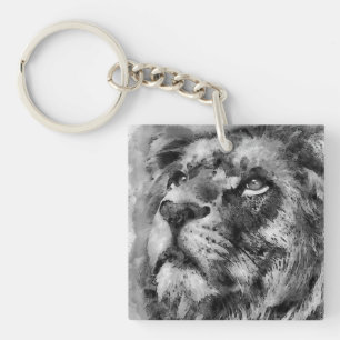 Porte-clés Placid Lion Face Argent