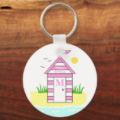 Porte-clés Plage Cabanon rose (Recto)