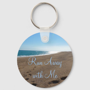 Porte-clés Plage courue loin avec moi citation